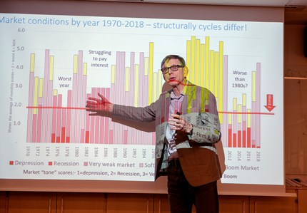 Martin Stopford, britisk økonom, holder foredrag til ære for Siri Pettersen Strandenes ved Institutt for samfunnsøkonomi, NHH. 